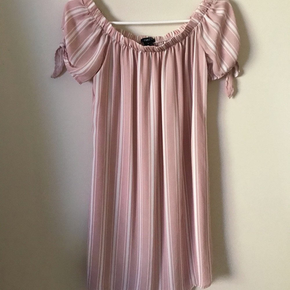 Off The Shoulder Striped Dress